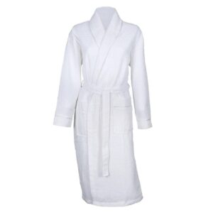 Personalised Aztex Shawl Collar Waffle Dressing Gown - Front and Back White/White / Small
