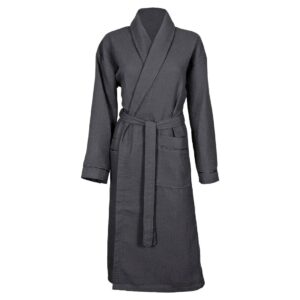 Personalised Back of Robe Aztex Shawl Collar Waffle Dressing Gown Waffle Piping - Slate/Slate / Medium