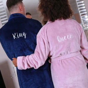 Personalised Back of Robe So Soft Bathrobe - Duncan Stewart 1978 So Soft - Navy / Small/Medium