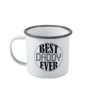 Personalised Best Daddy Ever Enamel Mug - Duncan Stewart 1978 Enamel - White with Grey Rim