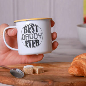 Personalised Best Daddy Ever Enamel Mug - Duncan Stewart 1978 Enamel Mug - Yellow with Black Rim