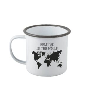 Personalised Best In The World Enamel Mug - Duncan Stewart 1978 Enamel - White with Grey Rim
