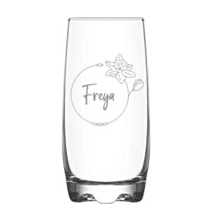 Personalised Birth Flower Hi Ball Glass Tumbler - Duncan Stewart 1978 December