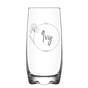 Personalised Birth Flower Hi Ball Glass Tumbler - Duncan Stewart 1978 February