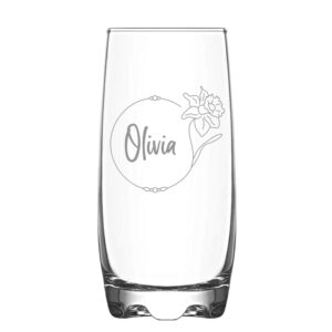 Personalised Birth Flower Hi Ball Glass Tumbler - Duncan Stewart 1978 March