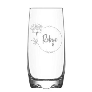 Personalised Birth Flower Hi Ball Glass Tumbler - Duncan Stewart 1978 October