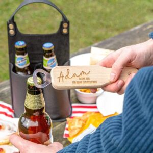 Personalised Bottle Carrier With Bottle Opener - Duncan Stewart 1978 NuHide - Black