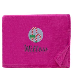 Personalised Candy Canes Christmas Snuggle Blanket Snuggle Touch Magenta