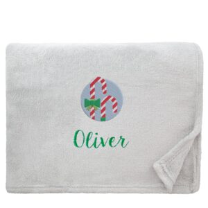 Personalised Candy Canes Christmas Snuggle Blanket Snuggle Touch Silver