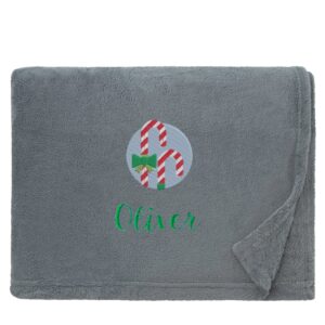 Personalised Candy Canes Christmas Snuggle Blanket Snuggle Touch Steel