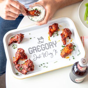 Personalised Chicken Wing Enamel Tray - Duncan Stewart 1978