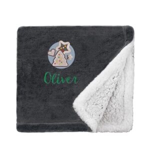 Personalised Christmas Cookies Christmas Snuggle Blanket Mini Sherpa Black