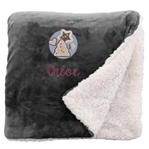 Personalised Christmas Cookies Christmas Snuggle Blanket Regular Sherpa Black