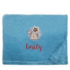 Personalised Christmas Cookies Christmas Snuggle Blanket Snuggle Touch Petrol Blue