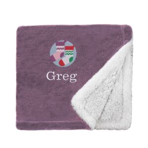 Personalised Christmas Stockings Christmas Snuggle Blanket Mini Sherpa Lavender