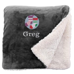 Personalised Christmas Stockings Christmas Snuggle Blanket Regular Sherpa Black