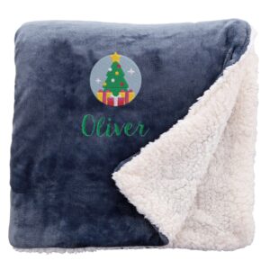 Personalised Christmas Tree Christmas Snuggle Blanket Regular Sherpa Slate