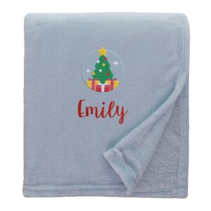 Personalised Christmas Tree Christmas Snuggle Blanket Shimmering Duck Egg