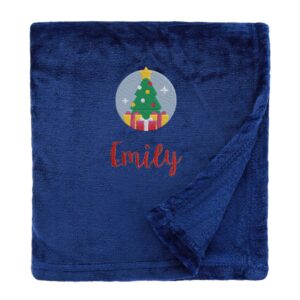 Personalised Christmas Tree Christmas Snuggle Blanket Shimmering Navy