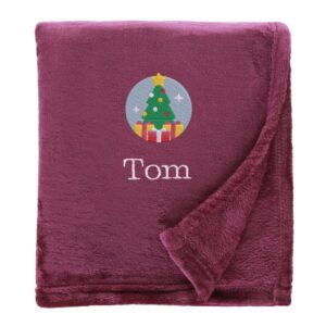Personalised Christmas Tree Christmas Snuggle Blanket Shimmering Plum
