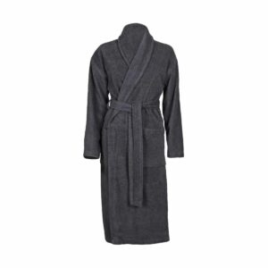 Personalised Cotton Shawl Collar Bathrobe 400gsm - Front and Back Slate / Small