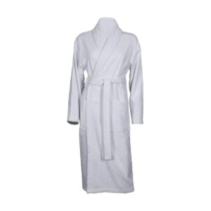 Personalised Cotton Shawl Collar Bathrobe 400gsm - Front and Back White / Large