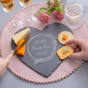 Personalised Couples Heart Slate Serving Board - Duncan Stewart 1978