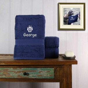 Personalised Dog Towel - Duncan Stewart 1978 Navy