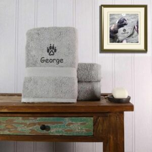 Personalised Dog Towel - Duncan Stewart 1978 Silver