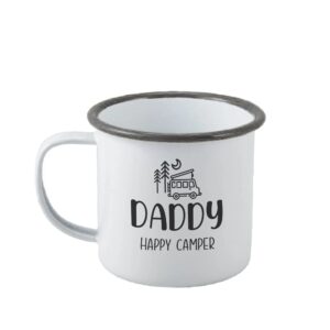Personalised Enamel Camping Mug - Duncan Stewart 1978 Enamel - White with Grey Rim / Van