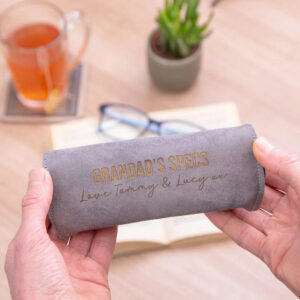 Personalised Faux Leather Glasses Case In Grey - Duncan Stewart 1978