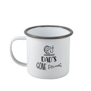 Personalised Fishing Enamel Mug - Duncan Stewart 1978 Enamel - White with Grey Rim