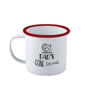 Personalised Fishing Enamel Mug - Duncan Stewart 1978 Enamel - White with Red Rim