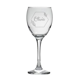 Personalised Floral Geometric Shape Wine Glass Sprigs (Olivia)