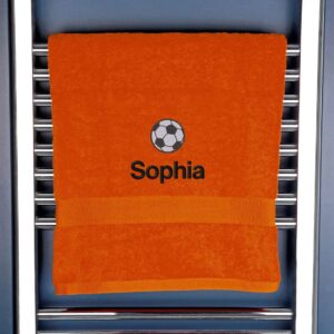 Personalised Football Bath Towel - Duncan Stewart 1978 Orange