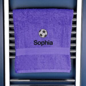 Personalised Football Bath Towel - Duncan Stewart 1978 Purple