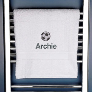 Personalised Football Bath Towel - Duncan Stewart 1978 White
