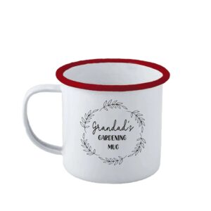 Personalised Gardening Enamel Mug - Duncan Stewart 1978 Enamel - White with Red Rim