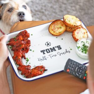 Personalised Half Time Snacks Enamel Tray - Duncan Stewart 1978
