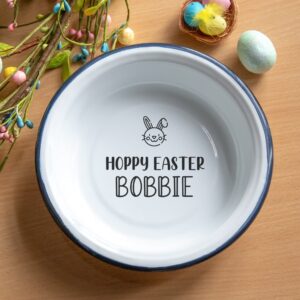 Personalised Hoppy Easter Enamel Bowl - Duncan Stewart 1978
