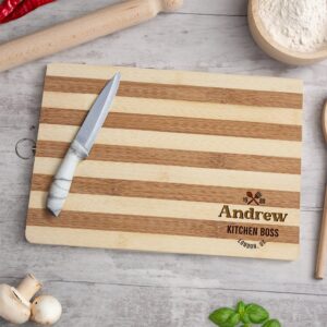 Personalised Kitchen King Bamboo Serving Board - Duncan Stewart 1978