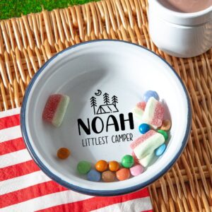 Personalised Littlest Camper Enamel Camping Bowl - Tent Logo