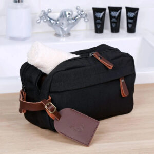 Personalised Luggage Tag And Canvas Wash Bag Set - Duncan Stewart 1978 Black