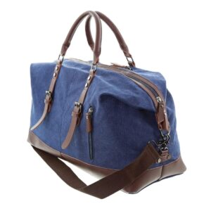 Personalised Luggage Tag And Large Canvas Holdall Set Dark Blue