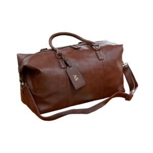 Personalised Luggage Tag And PU Leather Holdall Set NuHide - Tan