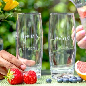 Personalised Mine And Yours Hi Ball Glass Tumbler Set