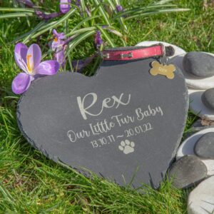 Personalised Pet Memorial Slate Heart - Duncan Stewart 1978