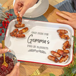 Personalised Pigs In Blankets Enamel Tray - Duncan Stewart 1978