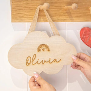Personalised Rainbow Cloud Wooden Sign - Duncan Stewart 1978