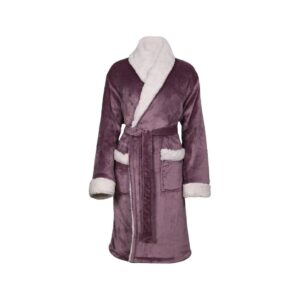 Personalised Sherpa Fleece Dressing Gown - Front and Back Embroidery Lavender / Small/Medium